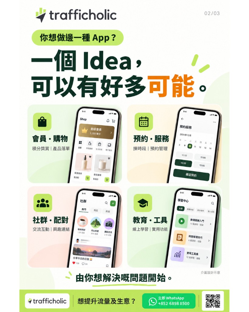 App types: membership shopping, booking, community matching, and learning tools