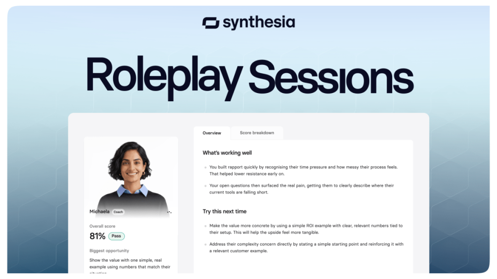 Synthesia 推出 AI Roleplay Sessions，提升企業培訓效果｜trafficholic AI趨勢